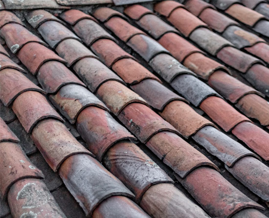dirty clay tile roof